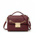 SharonBags women's burgundy leather crossbody bag with gold hardware